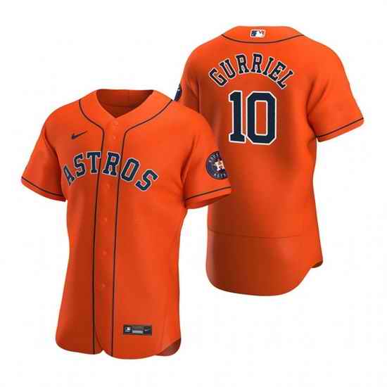 Men Houston Astros 10 Yuli Gurriel Orange Flex Base Stitched Jersey